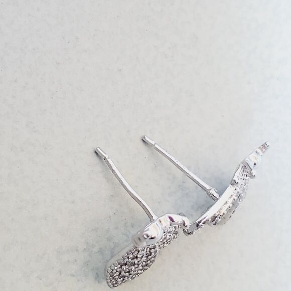 TGI 925 Butterfly Stud Earring Cubic Zirconia CZ Silver Dainty Minimalist - Picture 11 of 11
